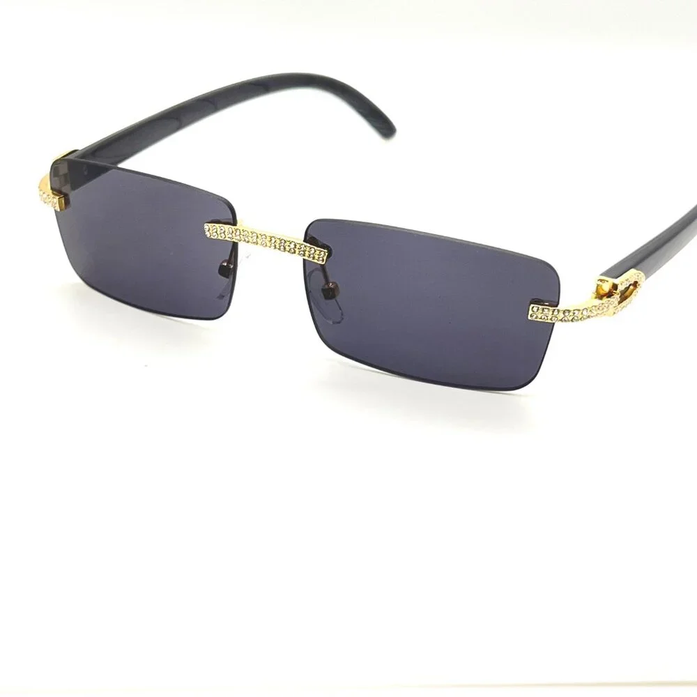 Men Sunglasses Square Black Lens Fashion Diamond Bling Hip Hop Style Lentes‎ New